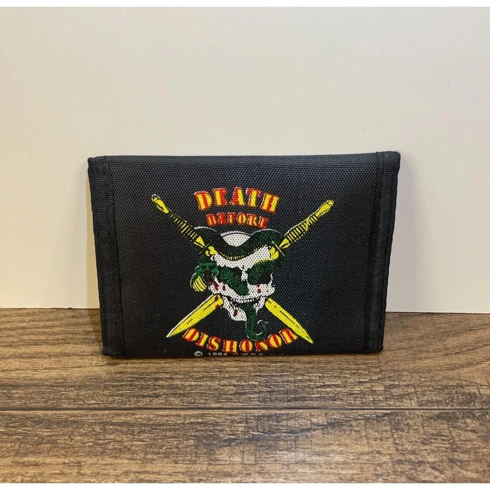Vintage Death Before Dishonor Military Wallet Billdfold 1984 Nylon Black RARE